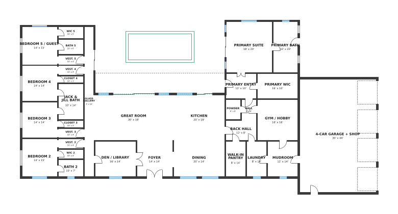 Hacienda Courtyard floor plan